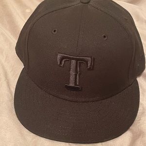 All Black Texas Rangers Fitted Hat
